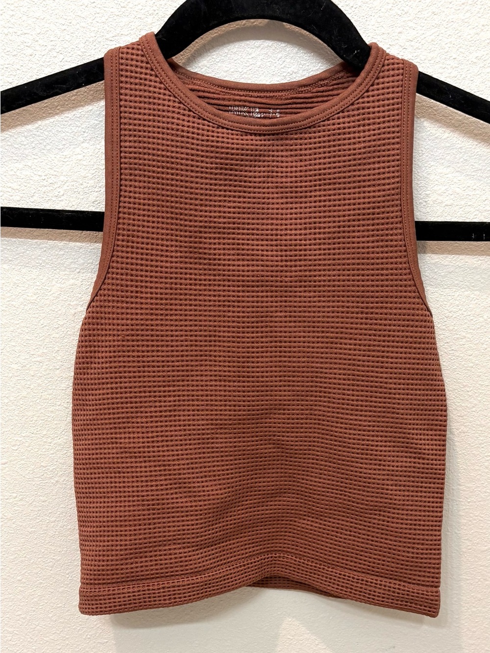 BKE Mauve-Brown Waffle Knit Crop Tank